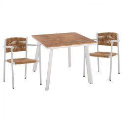 Σετ τραπεζαρια 3τμχ τραπεζι αλουμινιου 80x80 & πολυθρονεσ λευκεσ  hm11441 **