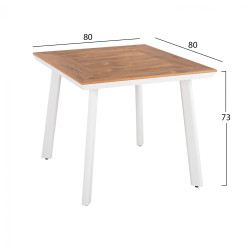 Σετ τραπεζαρια 3τμχ τραπεζι αλουμινιου 80x80 & πολυθρονεσ λευκεσ hm11442 **