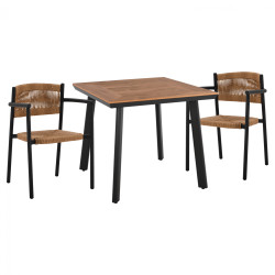 Σετ τραπεζαρια 3τμχ τραπεζι αλουμινιου 80x80 & πολυθρονεσ ανθρακι hm11444 **