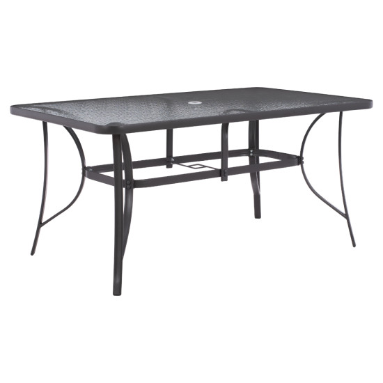 Τραπεζι bruno 150x90χ75υεκ. μεταλλικο ορθογωνιο γκρι με τρυπα ομπρελασ φ38  hm5145.11 **