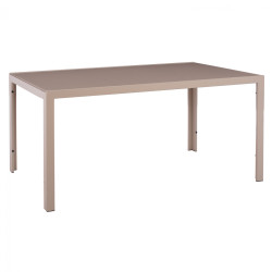 Τραπεζι μεταλλικο ofer ορθογωνιο καπουτσινο με γυαλι καπουτσινο 150x90χ75υεκ. hm5767.04 **