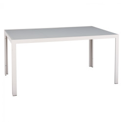 Τραπεζι μεταλλικο ofer ορθογωνιο λευκο παγου με γυαλι hm5767.03 150x90χ75υ εκ. **