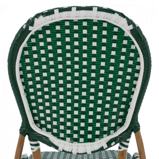 Καρεκλα αλουμινιου bamboo look με wicker πρασινο λευκο hm5792.01 47x55x98 εκ. **