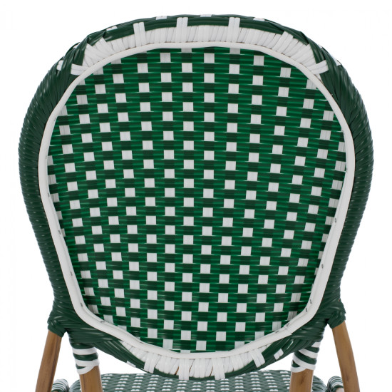 Καρεκλα αλουμινιου bamboo look με wicker πρασινο λευκο hm5792.01 47x55x98 εκ. **