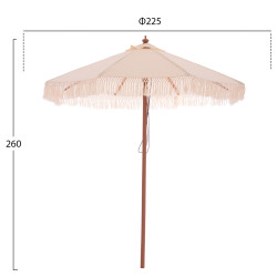 Ομπρελα επαγγελματικη wagner μακραμε κροσι μπεζ με ξυλινο σκελετο φ225x2.60υm hm5777.01 **