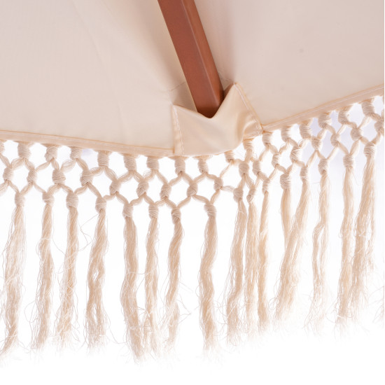 Ομπρελα επαγγελματικη wagner μακραμε κροσι μπεζ με ξυλινο σκελετο φ225x2.60υm hm5777.01 **