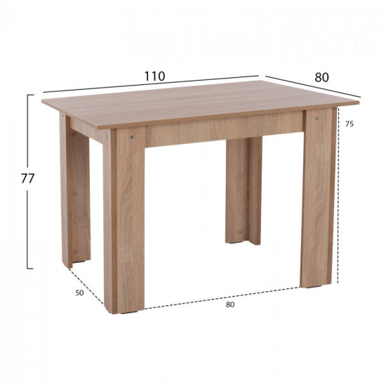 Τραπεζι κουζινασ hm2428.01 kelvin sonoma oak 110x80x77υεκ. **