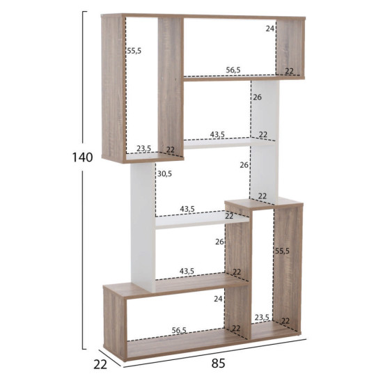 Βιβλιοθηκη shay hm8768.01 85x22x140 λευκο **