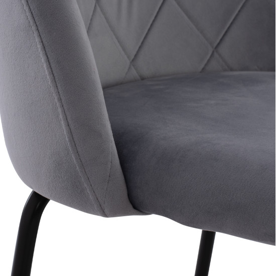 ΣΚΑΜΠΟ ODED ΜΕΣΑΙΟΥ ΥΨΟΥΣ HM8732.11 ΜΕ ΜΕΤΑΛΛΙΚΑ ΠΟΔΙΑ & ΒΕΛΟΥΔΟ ΓΚΡΙ 45x53x98 εκ. - 2τεμ **