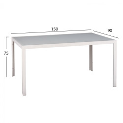 Σετ τραπεζαριασ 5τμχ τραπ. 150χ90 & πολ/νεσ αλουμινιου με polywood λευκεσ hm11706.01 **