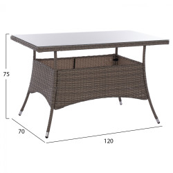 Σετ τραπεζαριασ 5τμχ τραπ. 120x70 & πολυθρονεσ wicker rattan γκρι hm11711.31 **