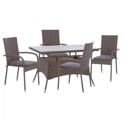 Σετ τραπεζαριασ 5τμχ τραπ. 120x70 & πολυθρονεσ wicker rattan γκρι hm11711.31 **