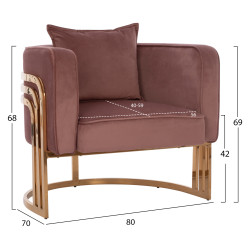 Πολυθρονα tiana σαπιο μηλο με μεταλλικο χρυσο σκελετο hm8738.02 **