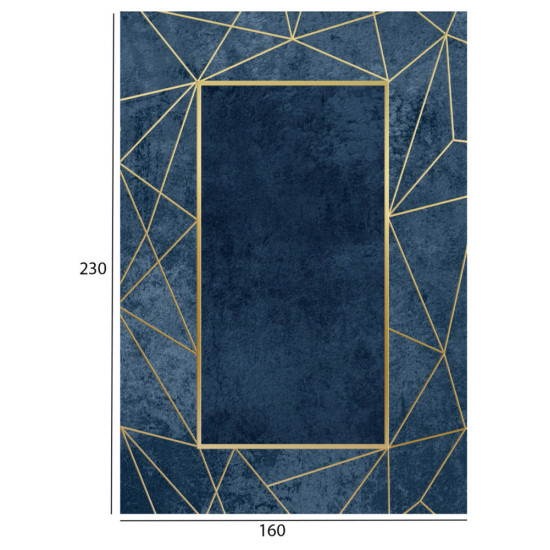 Χαλι σαλονιου με κροσια josiane μπλε - χρυσο hm7675.28 160x230 εκ. **