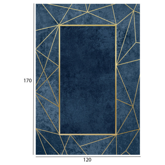 Χαλι σαλονιου με κροσια josiane μπλε-χρυσο hm7677.28 120x170 εκ. **