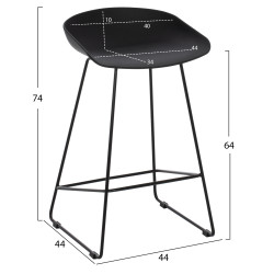 ΣΚΑΜΠΟ ΜΠΑΡ NAILA HM9299.02 ΜΑΥΡΟ ΜΕΣΑΙΟΥ ΥΨΟΥΣ 44x44x74Yεκ. - 2τεμ **