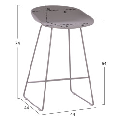 ΣΚΑΜΠΟ ΜΠΑΡ NAILA HM9299.10 ΓΚΡΙ ΜΕΣΑΙΟΥ ΥΨΟΥΣ 44x44x74Yεκ. - 2τεμ **