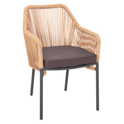 Πολυθρονα αλουμινιου lokki hm5855.02 ανθρακι με σχοινι wicker pe 56x66x82υ εκ. **