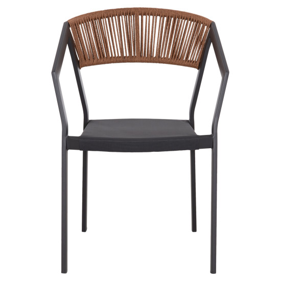 Πολυθρονα αλουμινιου hm5891.01 ανθρακι σκελετοσ&textline-μπεζ rattan 56,5x58x79υ εκ. **