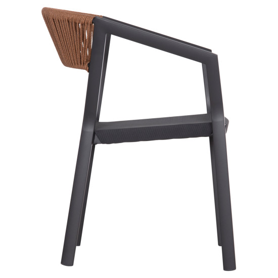 Πολυθρονα αλουμινιου hm5891.01 ανθρακι σκελετοσ&textline-μπεζ rattan 56,5x58x79υ εκ. **