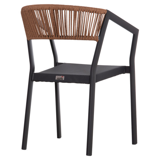 Πολυθρονα αλουμινιου hm5891.01 ανθρακι σκελετοσ&textline-μπεζ rattan 56,5x58x79υ εκ. **