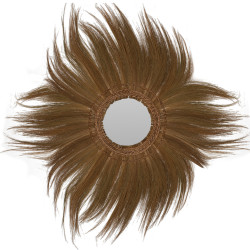 Καθρεπτησ στρογγυλοσ με πλαισιο φλοιο μπανανασ σε χρωμα φυσικο 100x4x100 εκ.hm7735 **