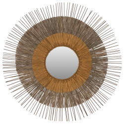 Καθρεπτησ με πλαισιο mendong grass φ105εκ σε χρωμα φυσικο χρυσο hm7798 **