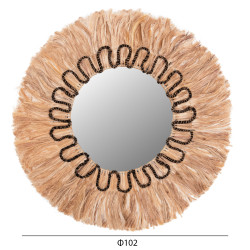 Καθρεπτησ στρογγυλοσ με πλαισιο ινεσ αμπακα χρωμα φυσικο μαυρο φ100εκ.hm7749 ** Καθρεπτησ στρογγυλοσ με πλαισιο ινεσ αμπακα χρωμα φυσικο μαυρο φ100εκ.hm7749 **