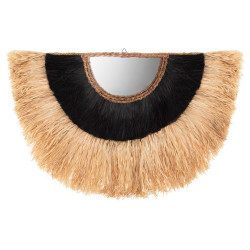 Καθρεπτησ τοιχου ημικυκλικοσ με σιζαλ & αμπακα χρωμα φυσικο μαυρο 85x3x50yεκ.hm7799 **