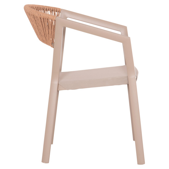 Πολυθρονα αλουμινιου miri hm5891.03 σαμπανιζε σκελετοσ&textline- rattan 56x58x80.5υ εκ. **