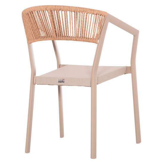 Πολυθρονα αλουμινιου miri hm5891.03 σαμπανιζε σκελετοσ&textline- rattan 56x58x80.5υ εκ. **