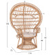 Πολυθρονα royal peacock hm9342 rattan σε φυσικο-μαξιλαρι μπεζ 114x72x150yεκ. **
