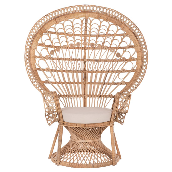 Πολυθρονα royal peacock hm9342 rattan σε φυσικο-μαξιλαρι μπεζ 114x72x150yεκ. **