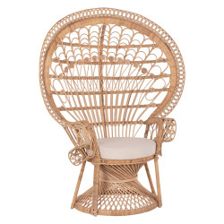 Πολυθρονα royal peacock hm9342 rattan σε φυσικο-μαξιλαρι μπεζ 114x72x150yεκ. **