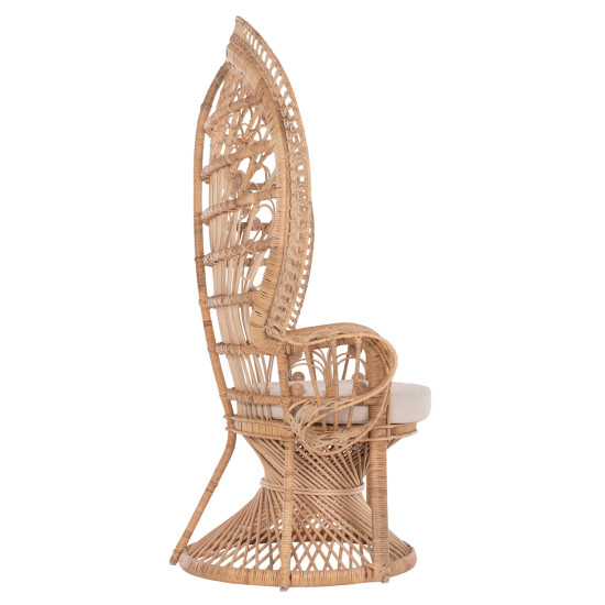 Πολυθρονα royal peacock hm9342 rattan σε φυσικο-μαξιλαρι μπεζ 114x72x150yεκ. **