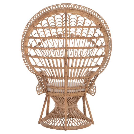 Πολυθρονα royal peacock hm9342 rattan σε φυσικο-μαξιλαρι μπεζ 114x72x150yεκ. **