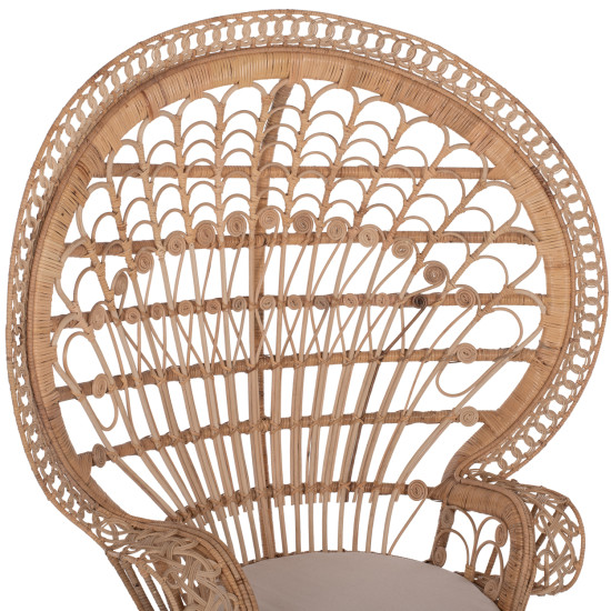 Πολυθρονα royal peacock hm9342 rattan σε φυσικο-μαξιλαρι μπεζ 114x72x150yεκ. **
