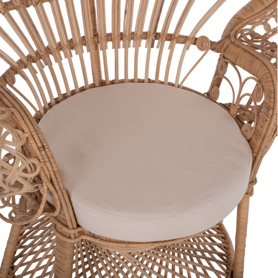 Πολυθρονα royal peacock hm9342 rattan σε φυσικο-μαξιλαρι μπεζ 114x72x150yεκ. **