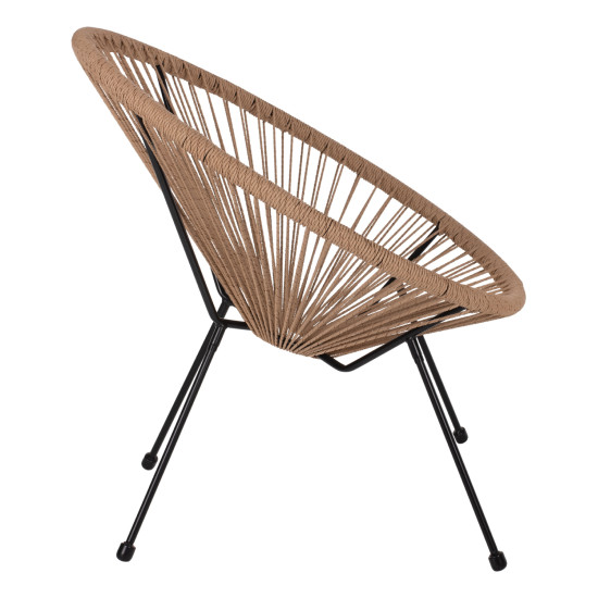 Πολυθρονα acapulco τ. φωλια μεταλλο μαυρο με twisted wicker hm5871.01 70x73x79 εκ. **