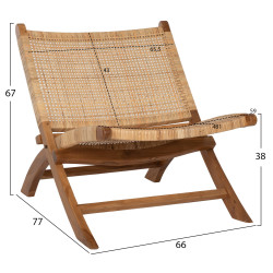 Καρεκλα lounge αναδιπλουμενη antil hm9379.01 μασιφ ξυλο τeak φυσικο 66x77x67yεκ. **