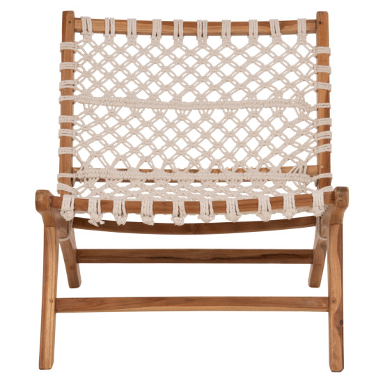 Πολυθρονα antib hm9466.01 τεακ ξυλο nylon σχοινι λευκο 65x77x68υεκ. **