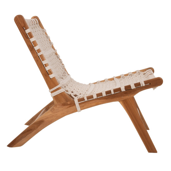 Πολυθρονα antib hm9466.01 τεακ ξυλο nylon σχοινι λευκο 65x77x68υεκ. **