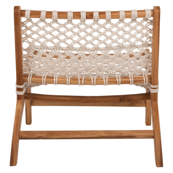 Πολυθρονα antib hm9466.01 τεακ ξυλο nylon σχοινι λευκο 65x77x68υεκ. **