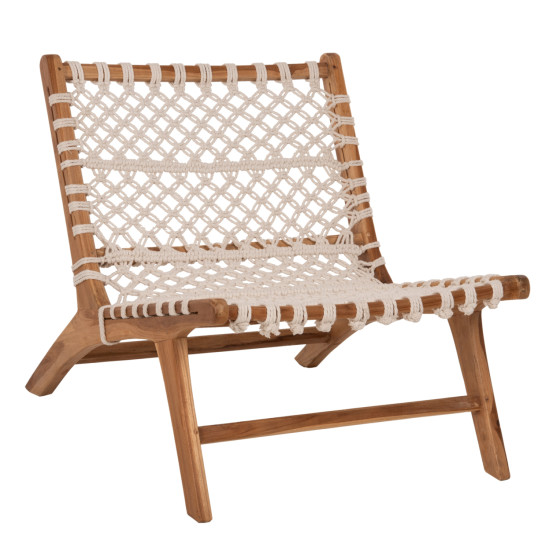 Πολυθρονα antib hm9466.01 τεακ ξυλο nylon σχοινι λευκο 65x77x68υεκ. **