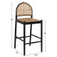 Σκαμπο απο οξια-rattan αψιδα πλατη μαυρο 43,5x50x98υεκhm9408.02 **