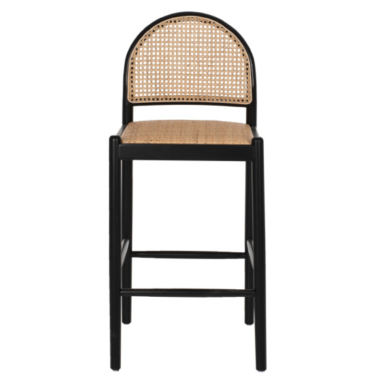 Σκαμπο απο οξια-rattan αψιδα πλατη μαυρο 43,5x50x98υεκhm9408.02 **