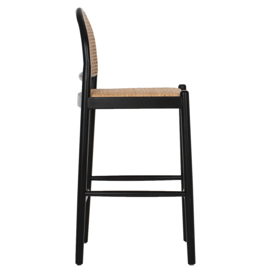 Σκαμπο απο οξια-rattan αψιδα πλατη μαυρο 43,5x50x98υεκhm9408.02 **