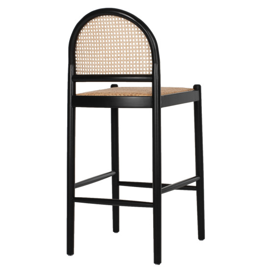 Σκαμπο απο οξια-rattan αψιδα πλατη μαυρο 43,5x50x98υεκhm9408.02 **