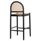 Σκαμπο απο οξια-rattan αψιδα πλατη μαυρο 43,5x50x98υεκhm9408.02 **