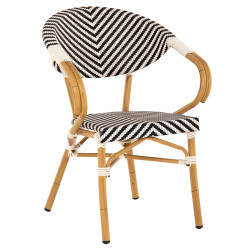 Πολυθρονα bamboo look hm5861.01 μαυρο-λευκο 57x55x82 εκ. **